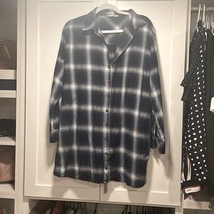 Vici Plaid button up tshirt dress